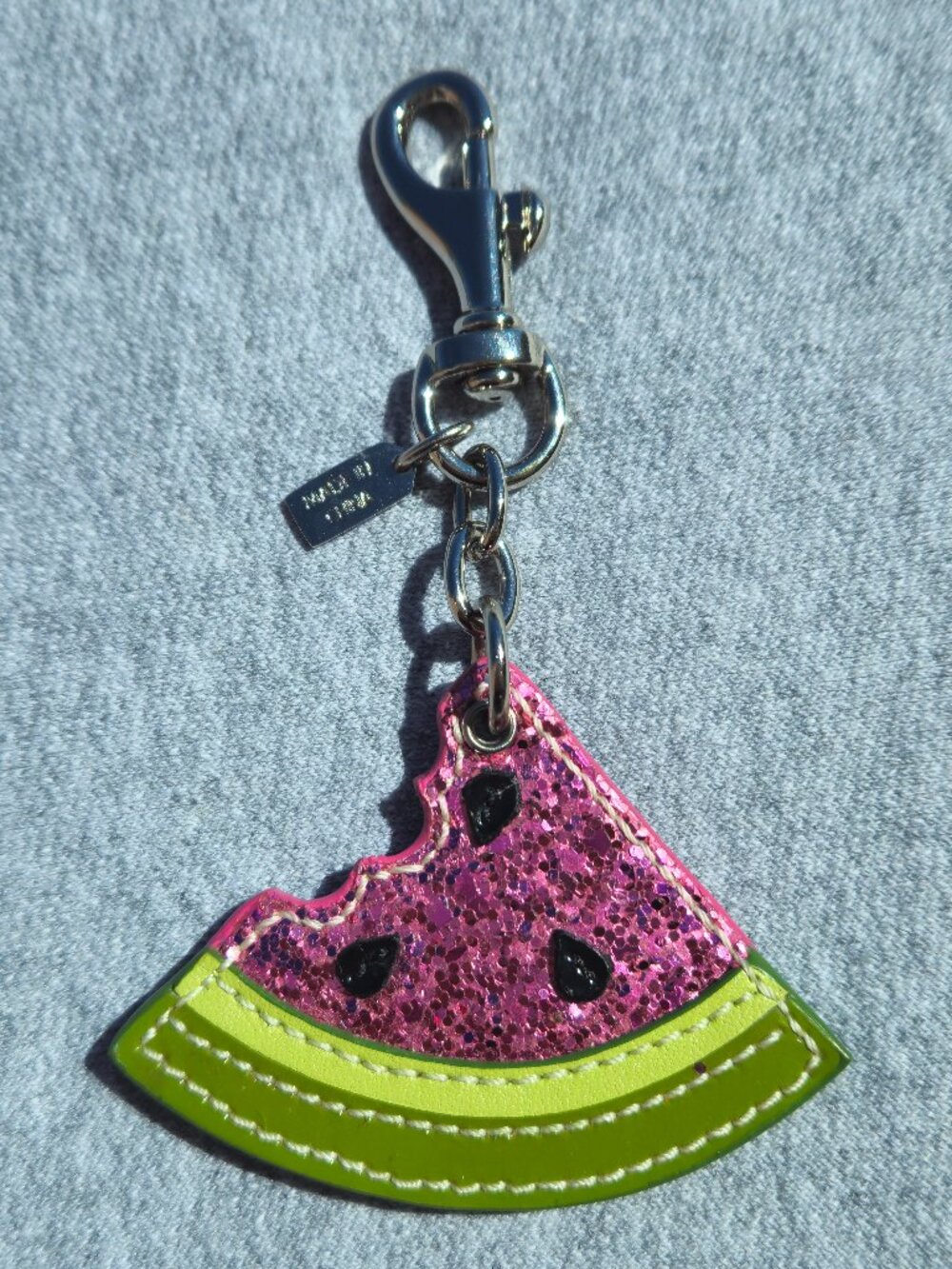 Vintage Coach Y2K Pink Glitter Watermelon Slice Keychain Purse Charm Fob Bag